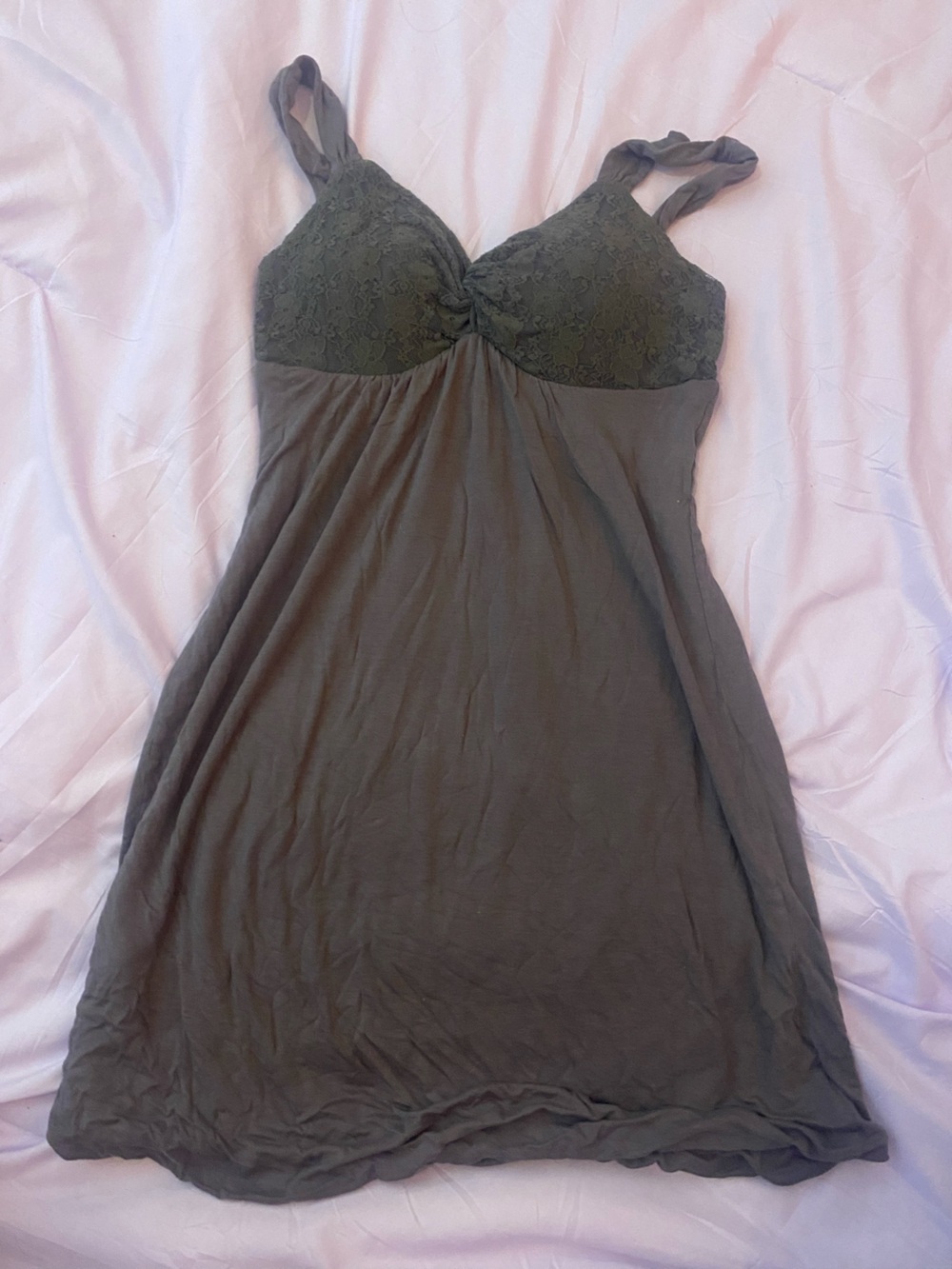 Grey Lace-Trim Dress
